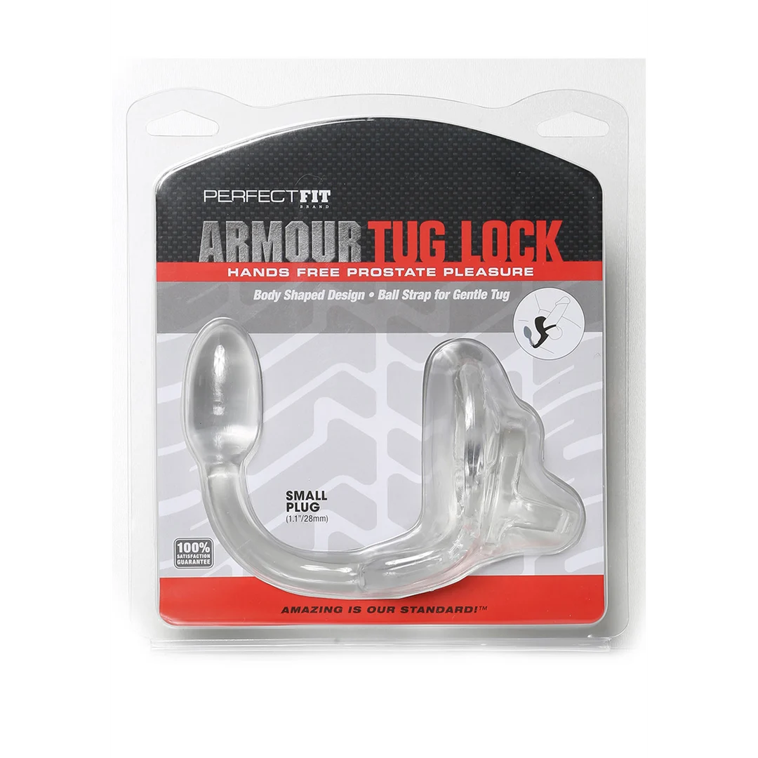 Cockring Armor Tug Lock avec sangle pour les testicules et plug anal – Image 7