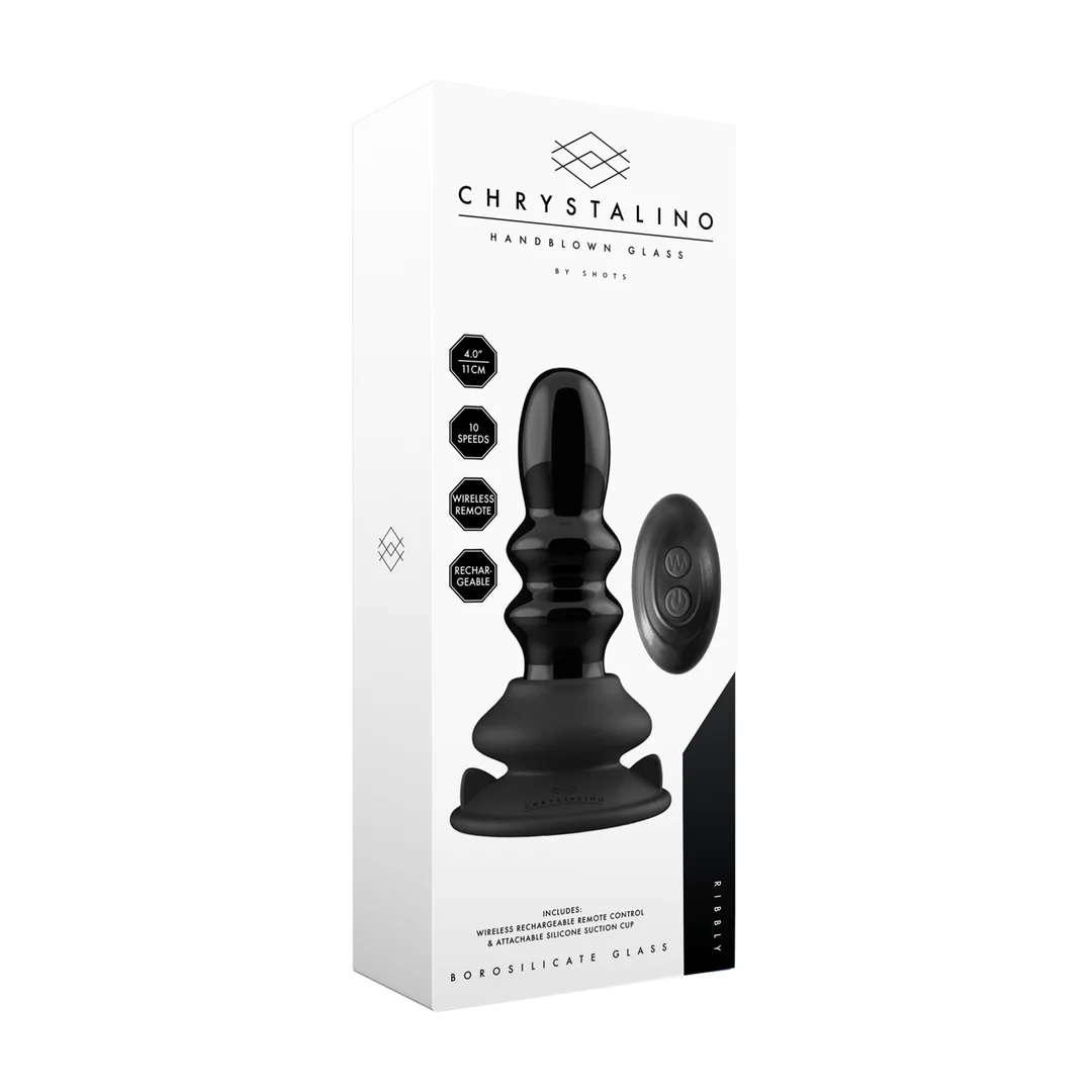 CHR037BLK-2 Vibromasseur en verre Ribbly avec ventouse – Image 1