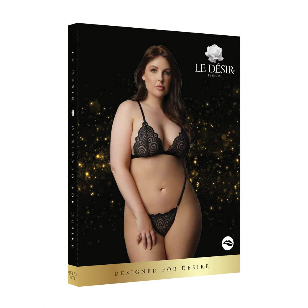 DCH002BLKOSX-2 Ensemble de lingerie en dentelle et velours pour silhouettes avec des formes, à la coupe séduisante – LIN – Image 1