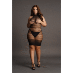 Mini robe résille sexy avec col montant en dentelle pour lingerie grande taille | LIN – Image 4