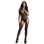Body résille grande taille pour silhouette pulpeuse avec jarretelles et col montant - Le Desir – Image 10