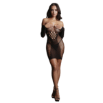 Mini robe grande taille en résille contrastante pour silhouette ronde – LIN – Image 34
