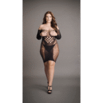 Mini robe grande taille en résille contrastante pour silhouette ronde – LIN – Image 6