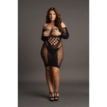 Mini robe grande taille en résille contrastante pour silhouette ronde – LIN – Image 4