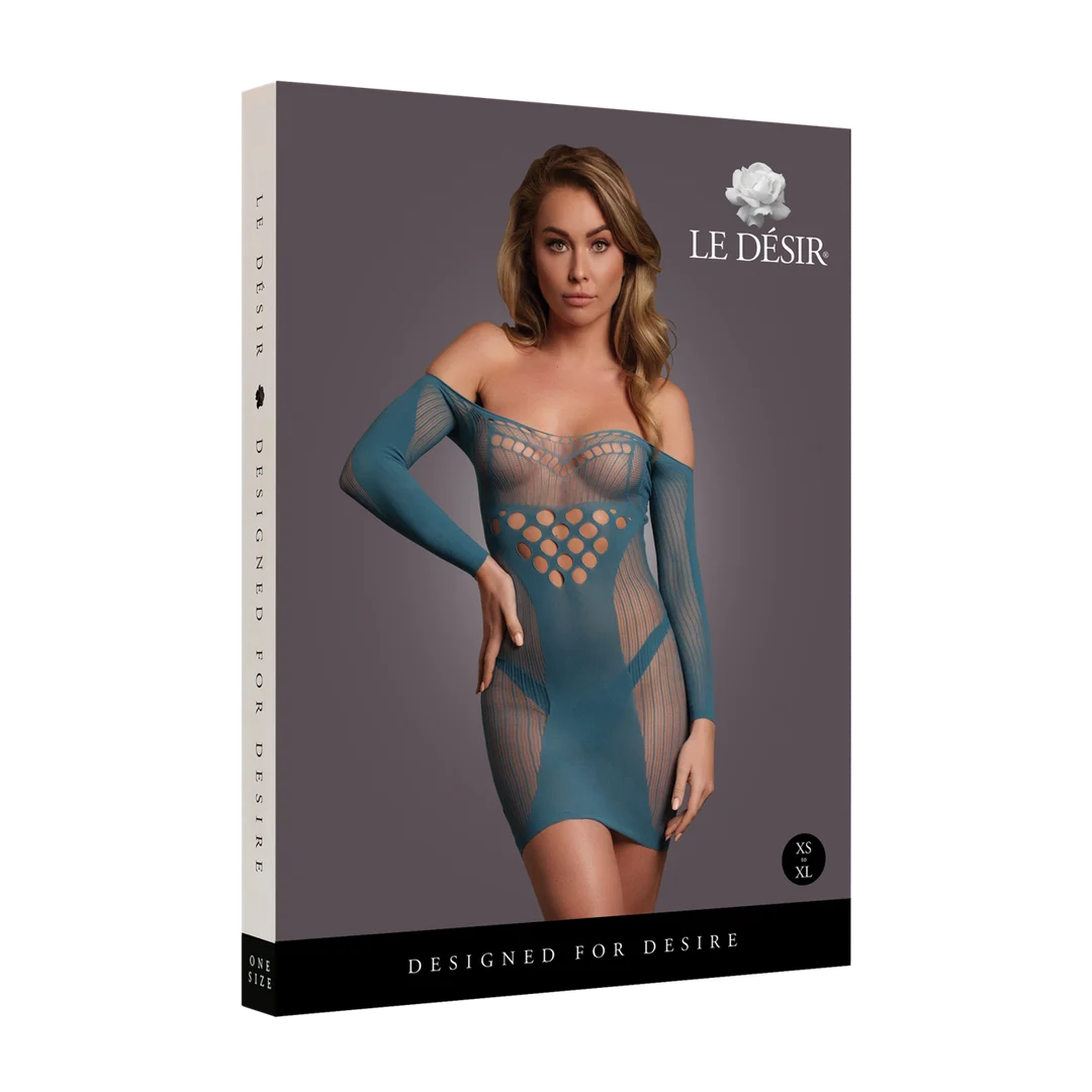 Mini robe grande taille en résille contrastante pour silhouette ronde – LIN – Image 19