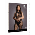 Combinaison résille grande taille en dentelle, col montant et entrejambe ouvert – LIN
