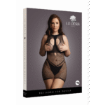 Mini robe sexy en résille à bonnets ouverts, avec ras de cou et décolleté en V pour une allure généreuse - Le Desir