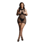 Mini robe sexy en résille à bonnets ouverts, avec ras de cou et décolleté en V pour une allure généreuse - Le Desir – Image 4