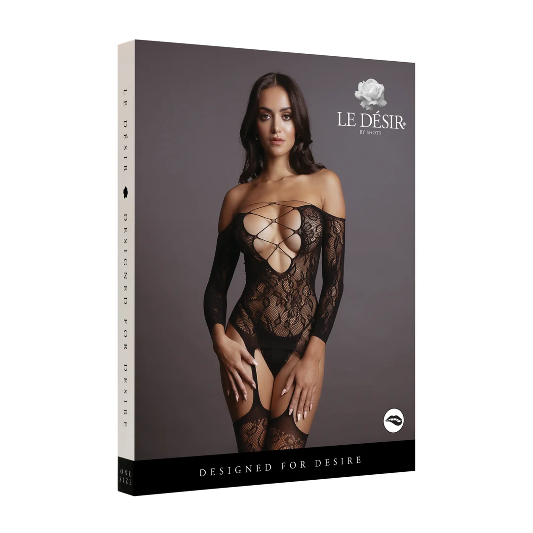 Combinaison en dentelle grande taille à col croisé pour silhouette pulpeuse – LIN – Image 7