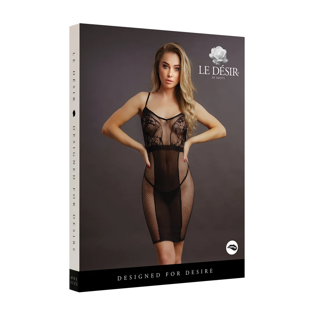 Robe sexy grande taille en dentelle et résille avec décolleté en V plongeant pour tes courbes - LIN – Image 7