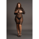 Robe en résille à manches longues et décolleté ouvert, sexy et adaptée aux silhouettes généreuses – SexyPlus – Image 4