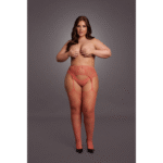 Lingerie sexy avec bas résille et porte jarretelles en dentelle pour silhouettes généreuses, Koning – Image 10