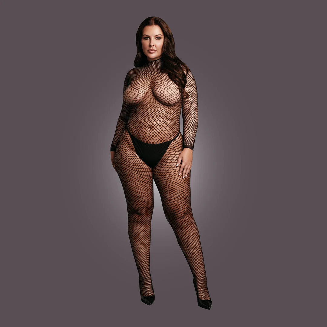 Combinaison résille à entrejambe ouvert et col montant, pour des courbes séduisantes — SexyPlus – Image 4