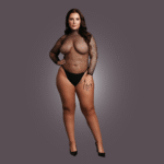 Body en résille à col montant et dos ouvert, pour une allure généreuse et séduisante, noir - OSX – Image 4