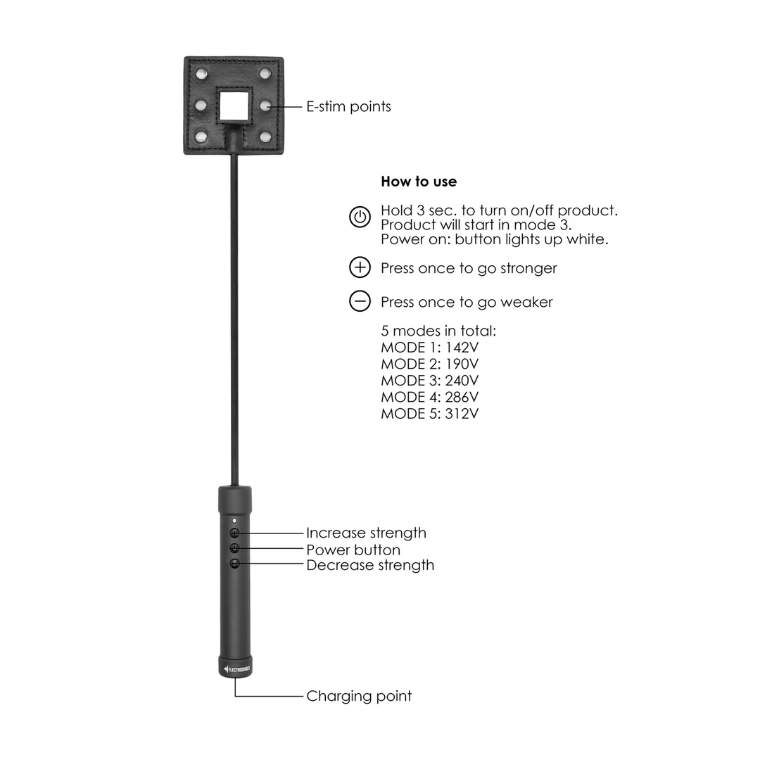 Cravache BDSM avec prise en main ferme | Cravache d’électrostimulation noire – Image 3