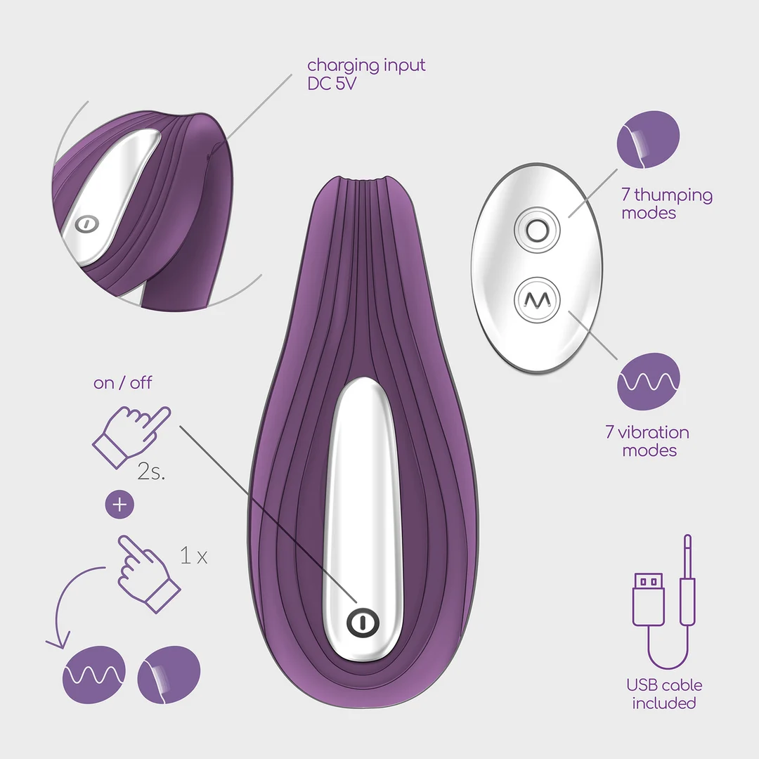 Vibromasseur en C rechargeable Crushious Pleasuriser avec lubrifiant, violet – Image 5