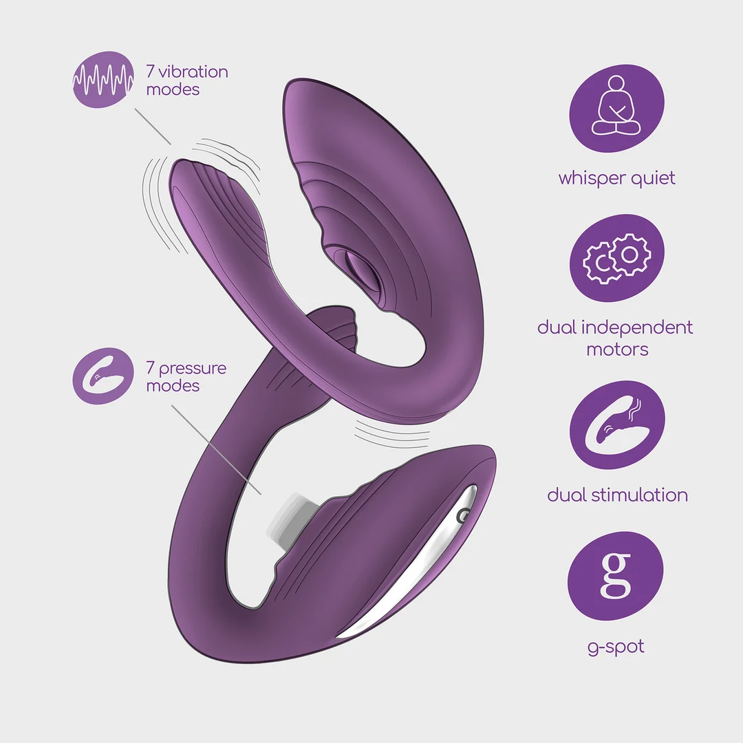 Vibromasseur en C rechargeable Crushious Pleasuriser avec lubrifiant, violet – Image 6