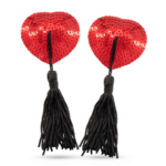 Caches tétons à pompons Bettie Boobs rouges et noirs – Image 4