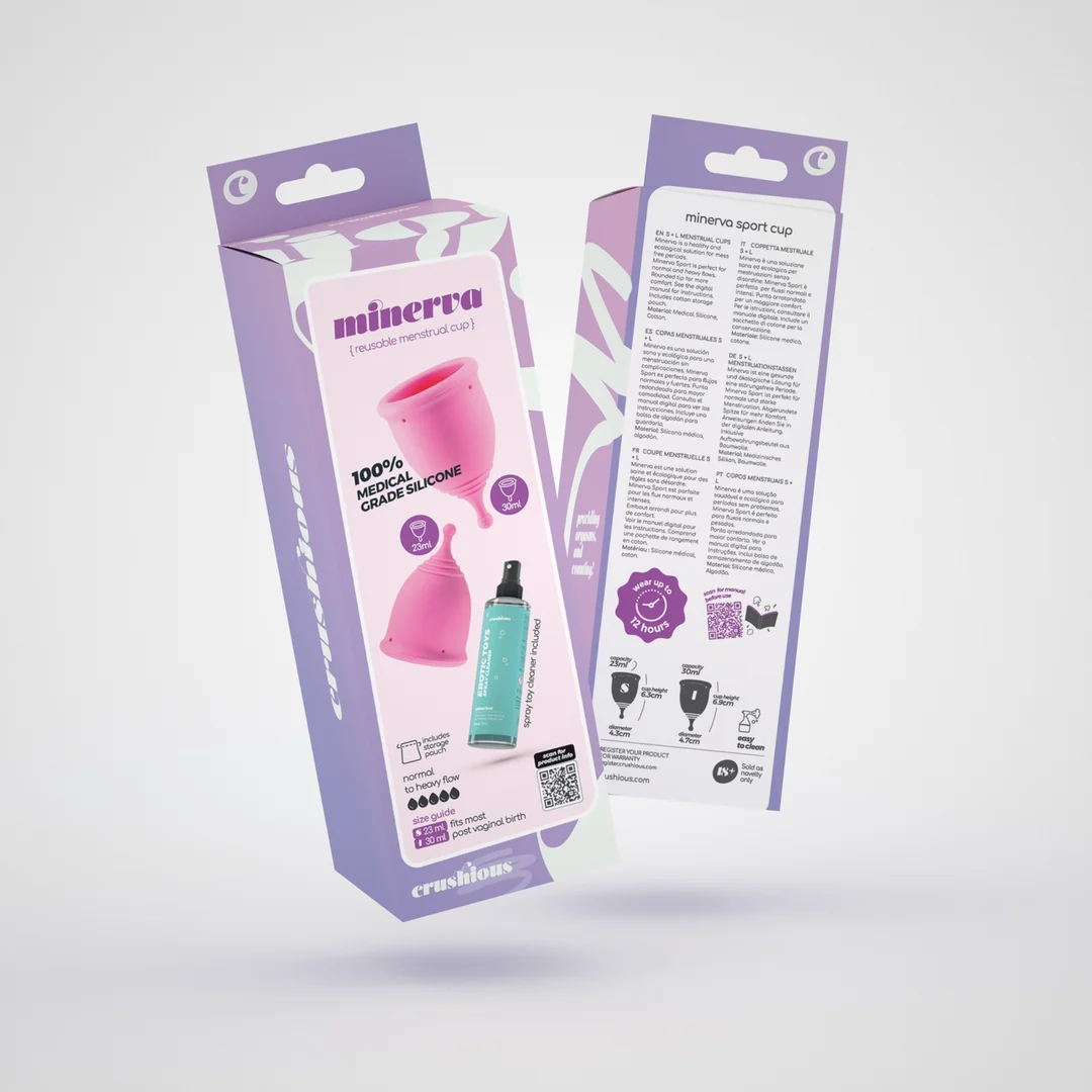 Coupes menstruelles Crushious Minerva avec pochette et nettoyant pour sextoys