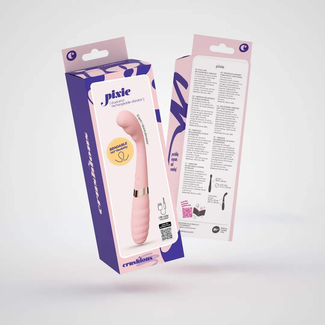 Vibromasseur double flexible Crushious Pixie rose – Image 1