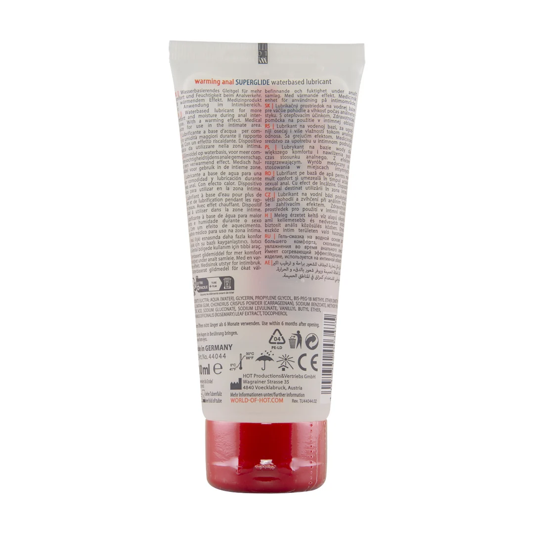 H-44044-5 Lubrifiant chauffant à base d’eau HOT Anal Superglide Warming Liquid Pleasure 100 ml – Image 1