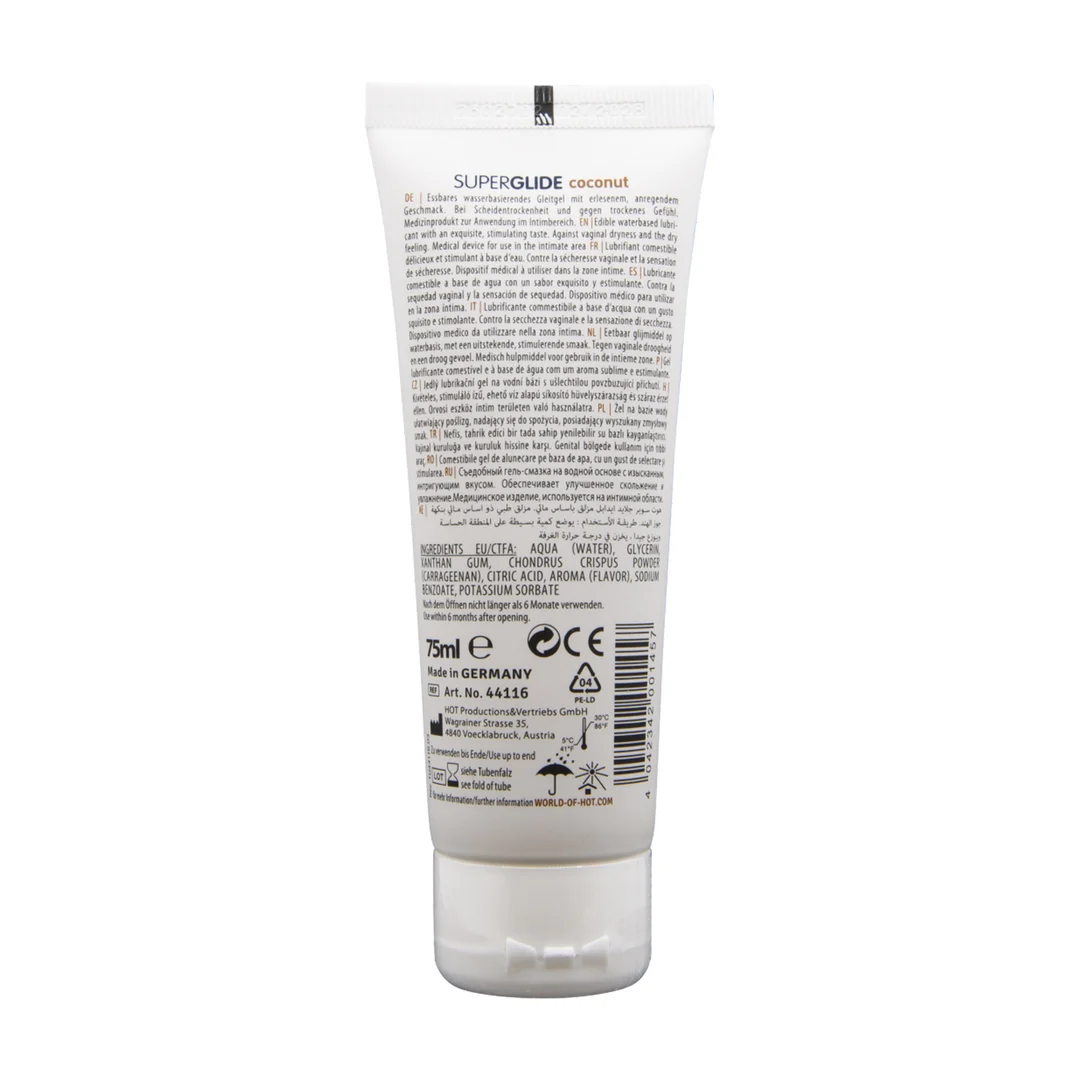 H-44116-5 Lubrifiant à base d’eau – Gel lubrifiant 100 % comestible – Sans goût – 75 ml – HOT – Image 1