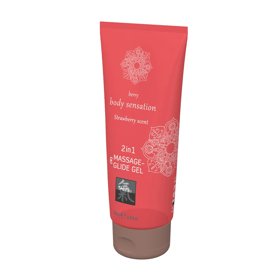 Gel 2 en 1 de massage et de glisse HOT à la fraise – Image 1