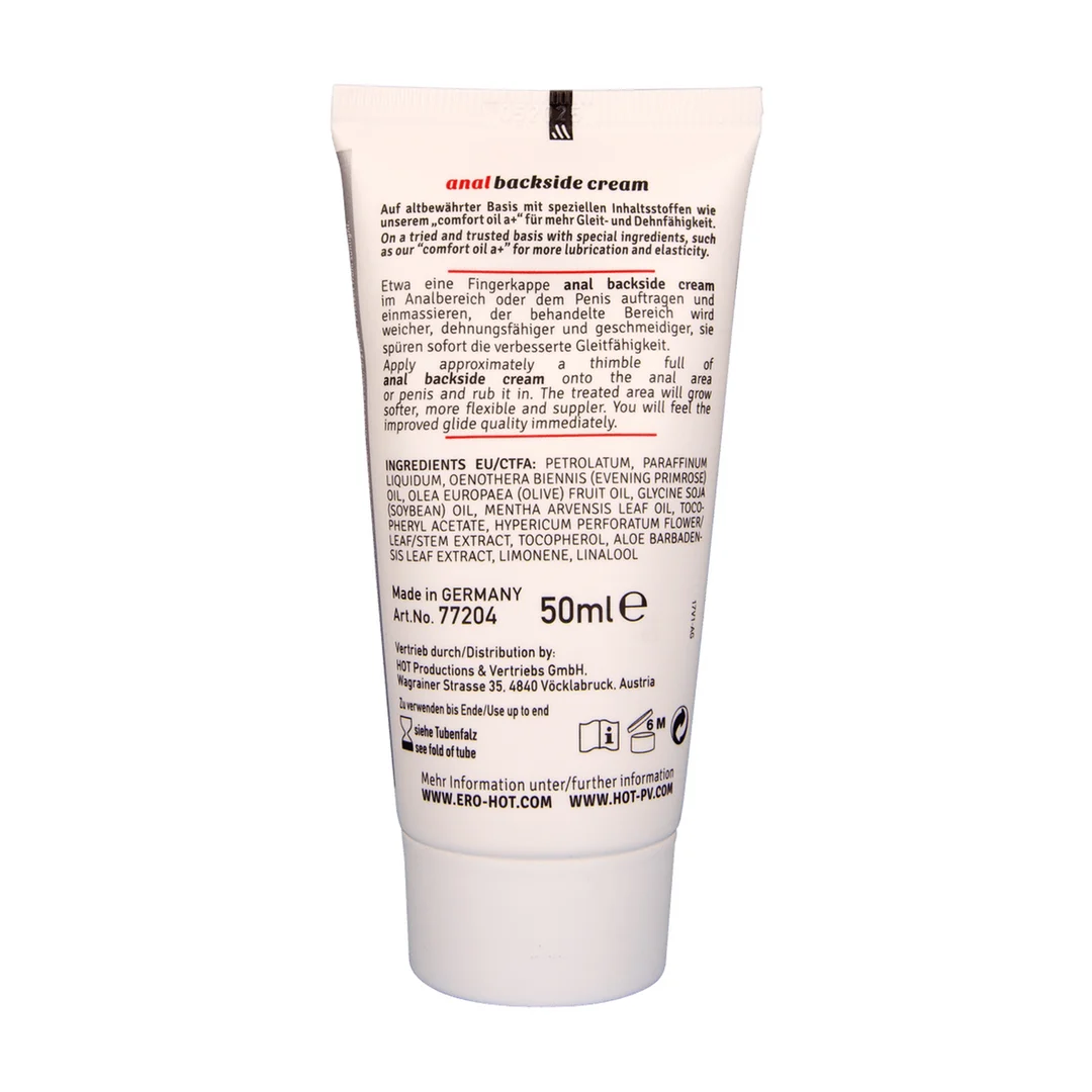 H-77204-5 Crème stimulante pour le sexe anal, 2 fl oz / 50 ml, verso, ero by HOT – Image 1