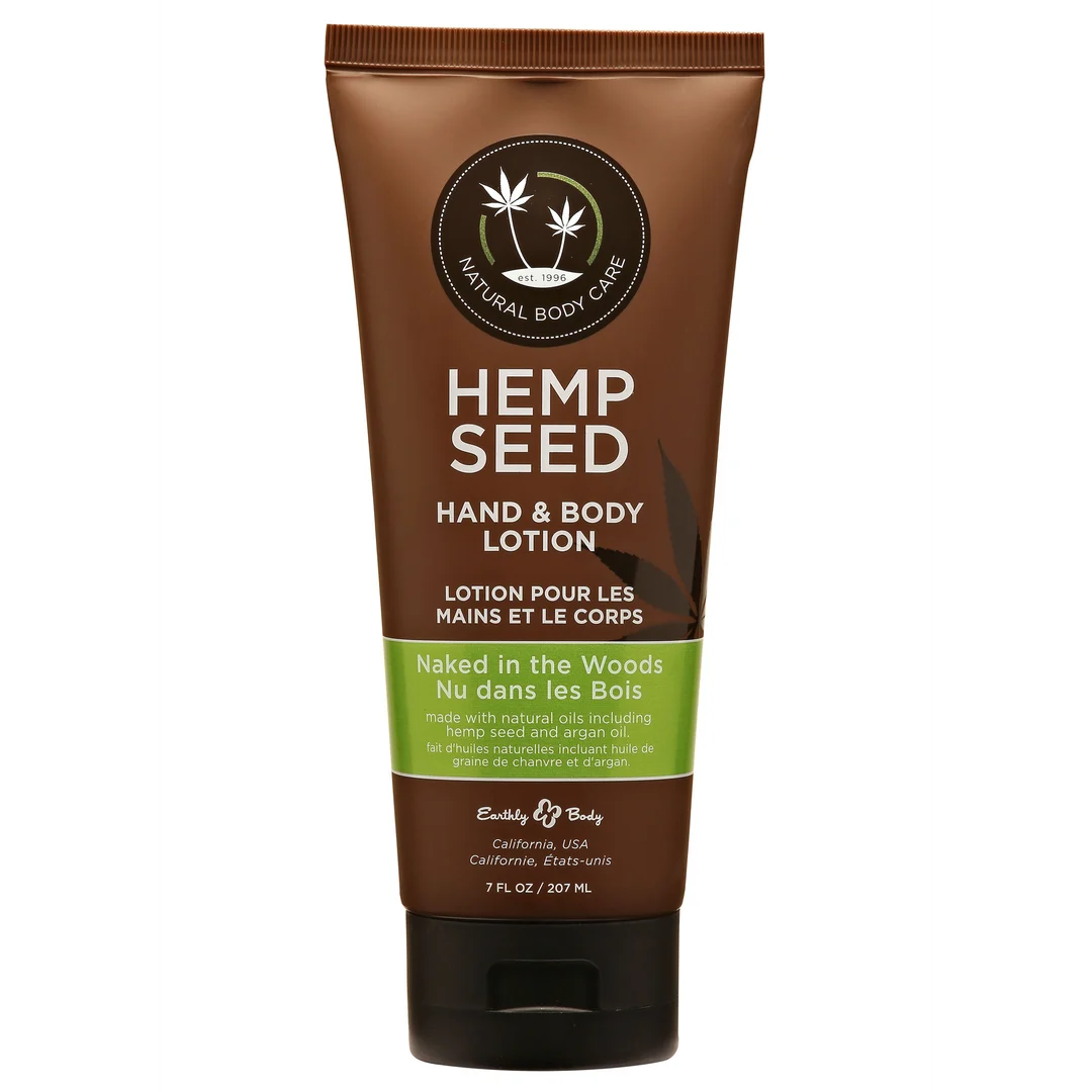 HSV022T Lotion pour le corps Naked in the Woods pour les mains et le corps, à l’huile de graines de chanvre et à l’huile d’argan, White tea & ginger, Earthly Body, 207 ml (7 fl oz) – Image 1