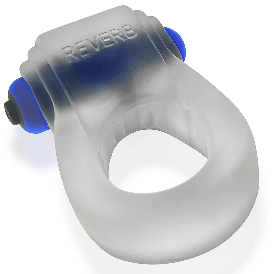 Anneau pénien vibrant au maintien confortable – Reverb Vibe Ring - Glace translucide / Bleu – Image 3