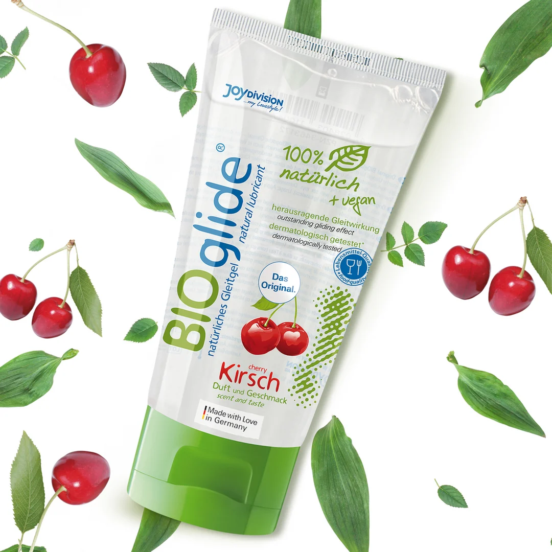 Lubrifiant aromatisé, 100 % naturel et vegan, cerise, 80 ml, BIOglide – Image 1