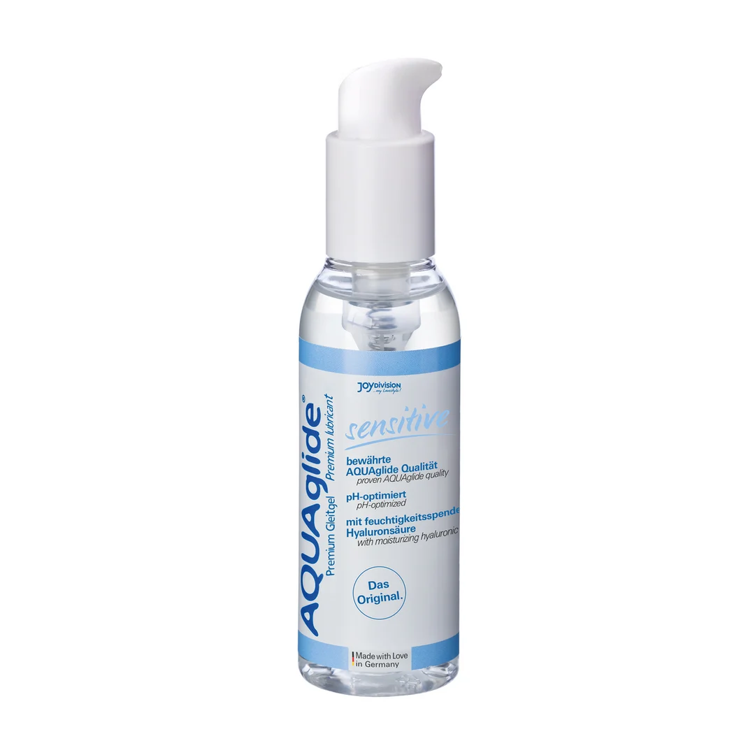 Lubrifiant à base d’eau pour peau sensible, sans glycérine ni parabènes et avec de l’acide hyaluronique, sans parfum et sans goût, 125 ml, AQUAglide – Image 2