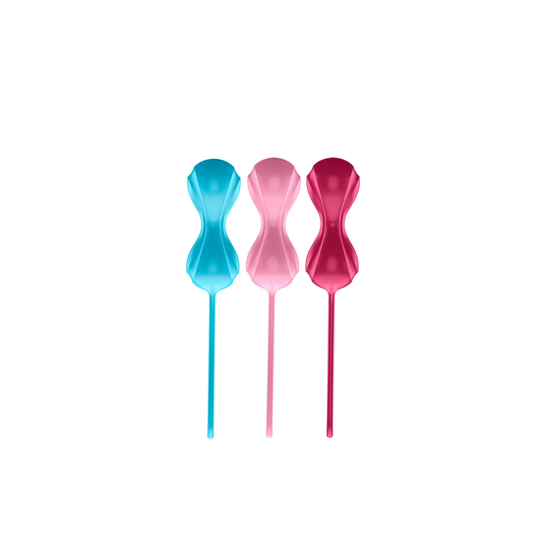 Entraîneur du plancher pelvien à poids variables – Power Balls, boules de Kegel – 3 pièces – Turquoise/Rouge/Rose – Image 3