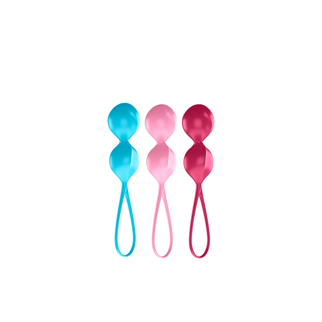 Pour les hommes, entraînement simple du plancher pelvien · V Balls · Boules de Kegel · 3 pièces · Turquoise/Rouge/Rose – Image 2