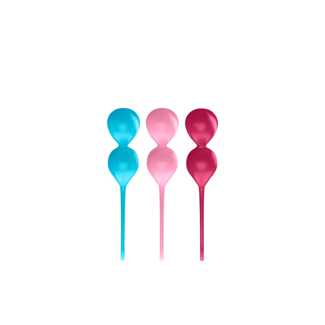Pour les hommes, entraînement simple du plancher pelvien · V Balls · Boules de Kegel · 3 pièces · Turquoise/Rouge/Rose – Image 3