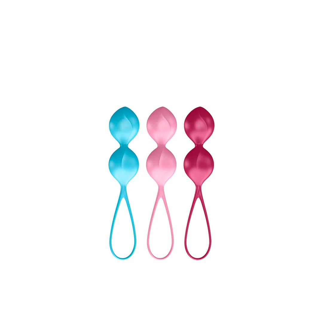 Pour les hommes, entraînement simple du plancher pelvien · V Balls · Boules de Kegel · 3 pièces · Turquoise/Rouge/Rose – Image 4