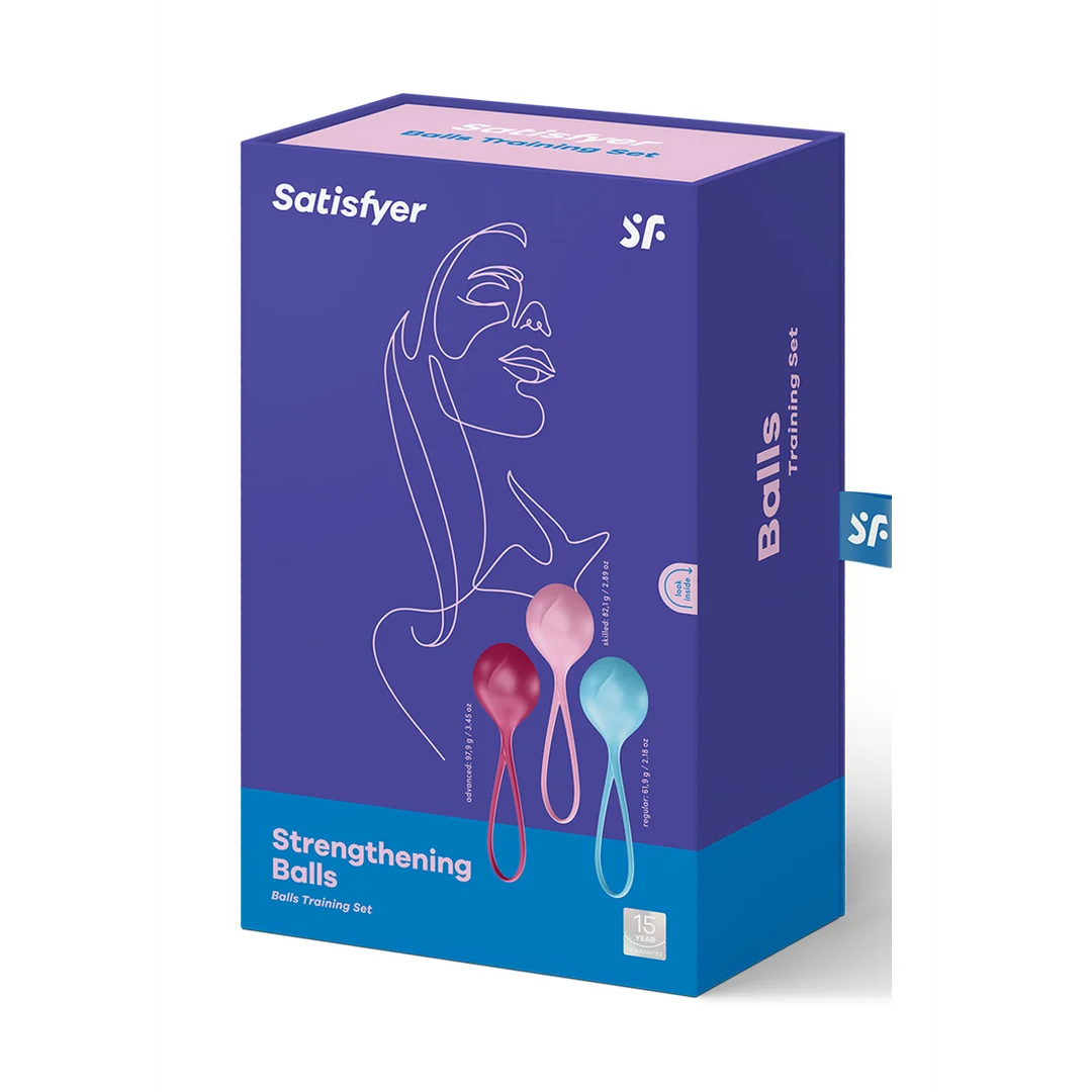 Kit de découverte pour homme avec progression graduelle – Boules de renforcement – Boules de Kegel – 3 pièces – Turquoise/Rouge/Rose – Image 1