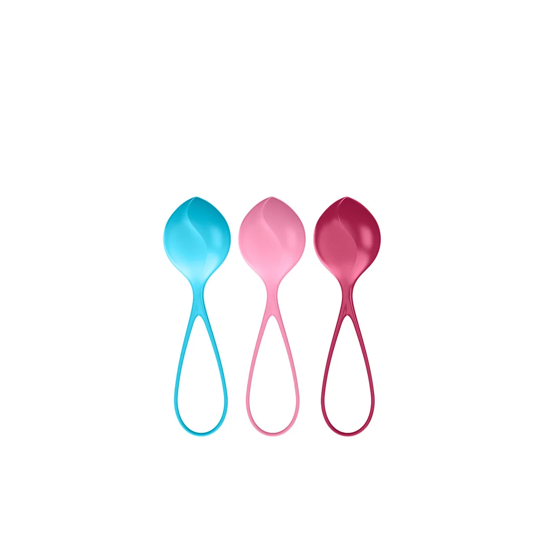 Kit de découverte pour homme avec progression graduelle – Boules de renforcement – Boules de Kegel – 3 pièces – Turquoise/Rouge/Rose – Image 2
