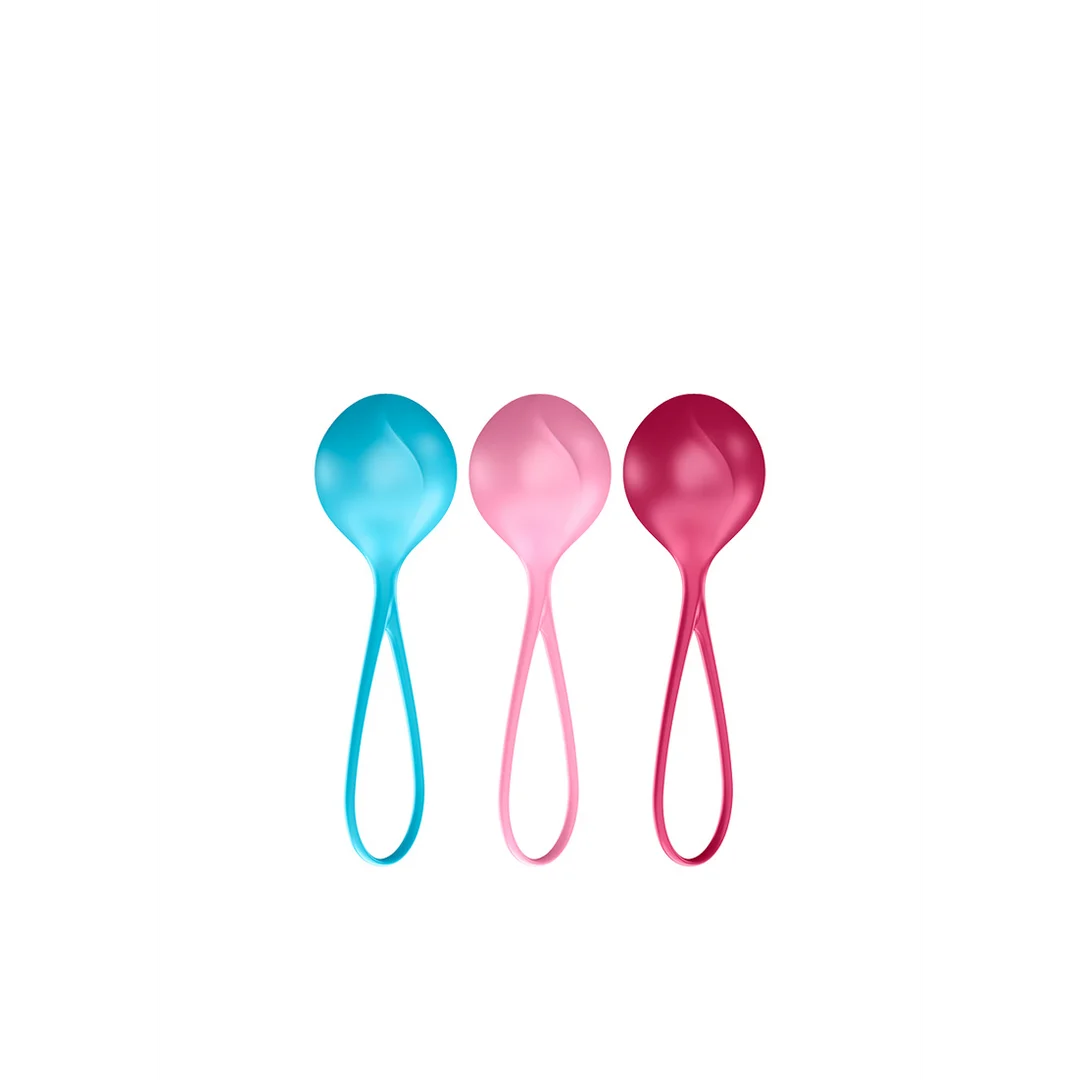 Kit de découverte pour homme avec progression graduelle – Boules de renforcement – Boules de Kegel – 3 pièces – Turquoise/Rouge/Rose – Image 4
