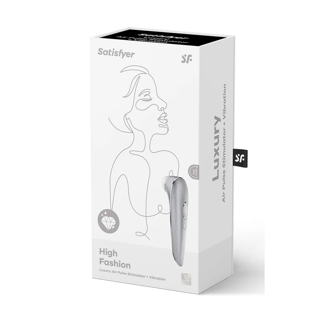 Stimulateur à pression d’air et vibromasseur Satisfyer High Fashion argenté – Image 1