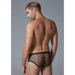 Slip étoiles ultra transparent taille mi haute, sous vêtement sexy pour homme · LIN