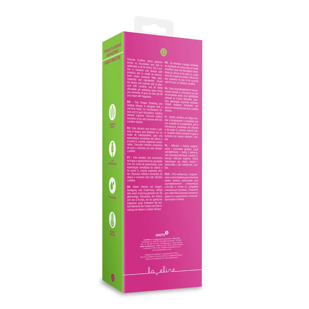 Vibromasseur rabbit – langue mobile et fonction chauffante – Loveline by Shots Exuberant Pink Loveline by Shots – Image 8