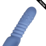 Vibromasseur rabbit à tige va et vient et perles rotatives, Loveline by Shots, bleu Loveline by Shots – Image 3