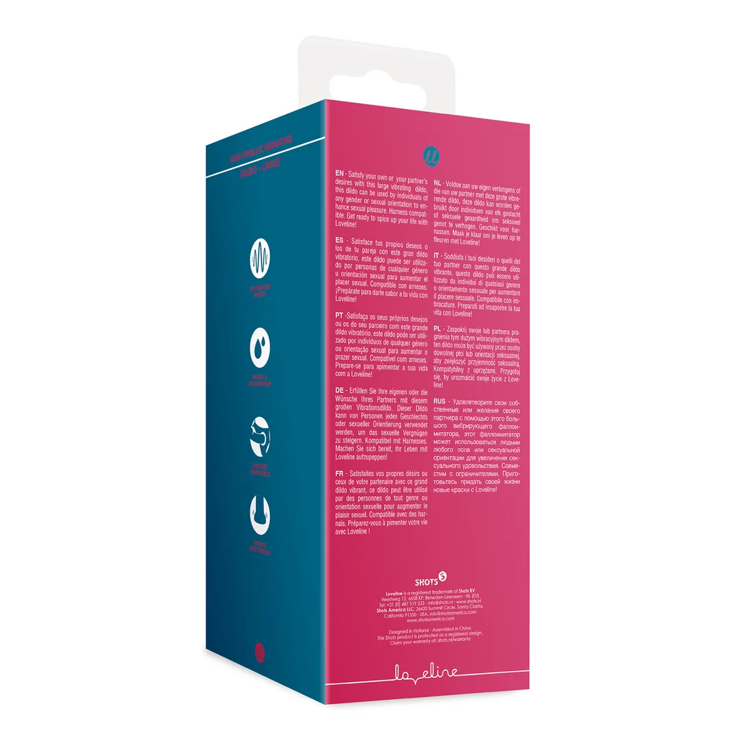 Grand dildo vibrant Loveline rouge framboise – Image 2