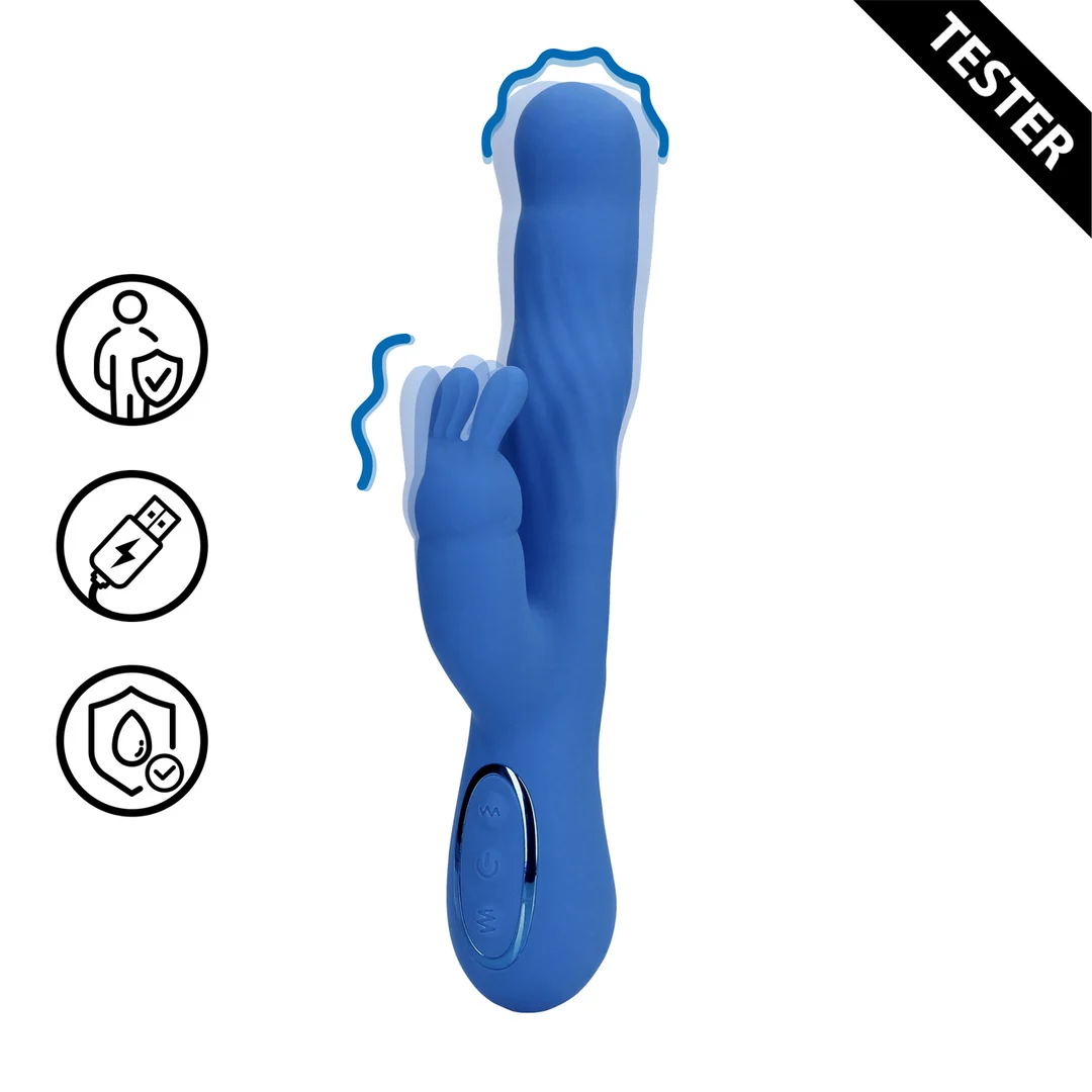 Vibromasseur rabbit à mouvements ondulants pour le clitoris et le point G – Loveline Jetset Bleu Loveline by Shots – Image 1