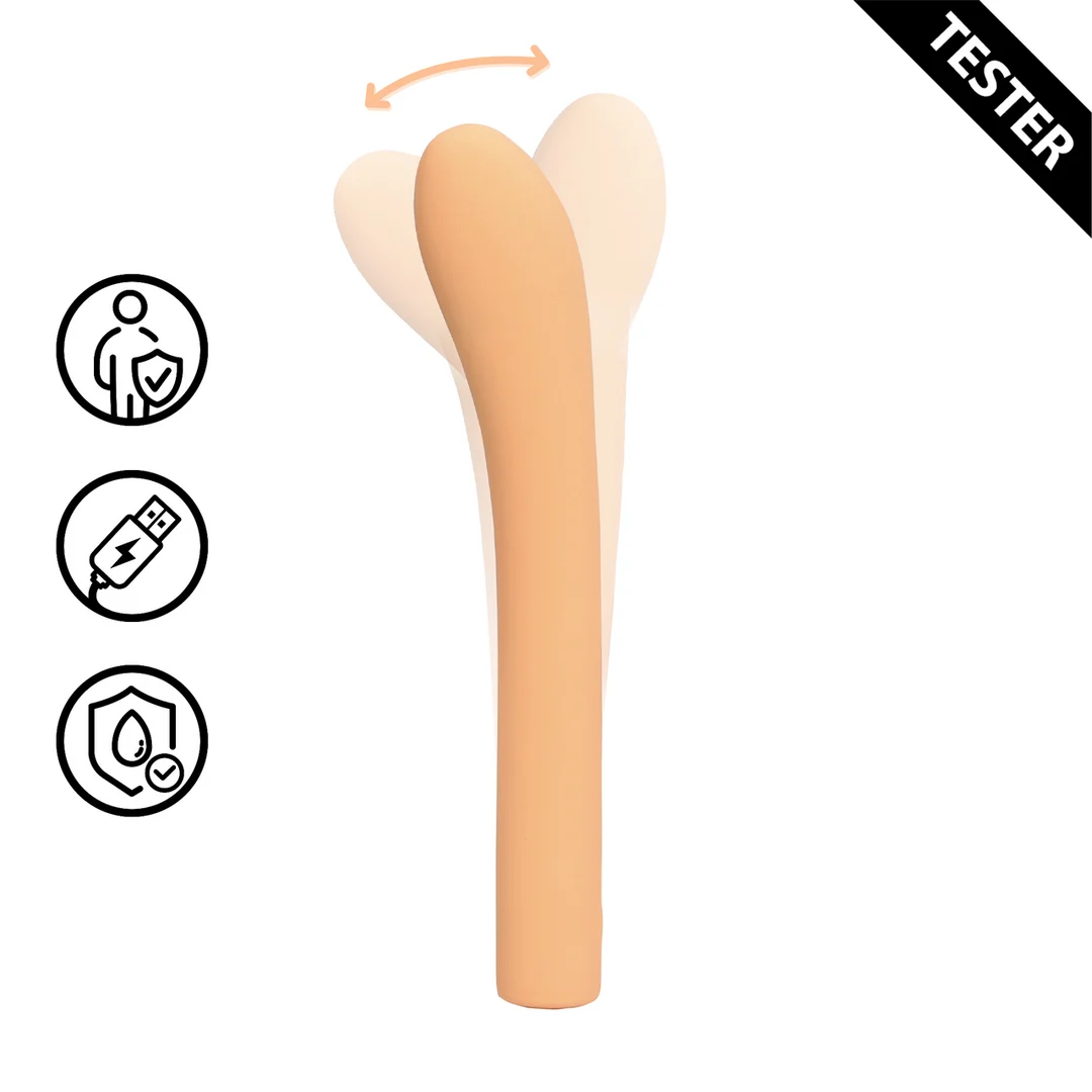 LOVE122ORNTEST Vibromasseur pour point G avec mouvements de doigt et sensation de pénétration – Loveline by Shots Perzik Fuzz (Tester) – Image 1