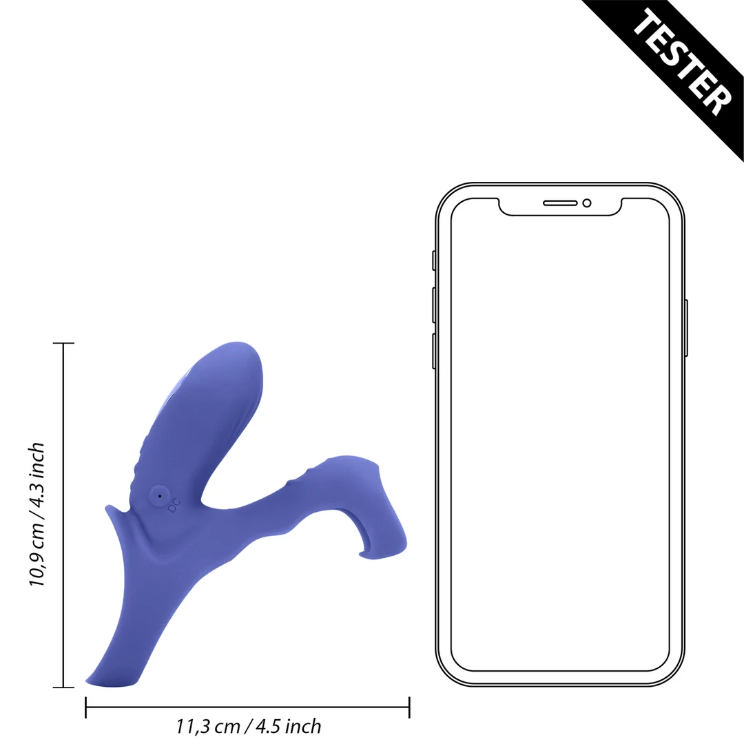 Anneau pénien vibrant avec stimulation clitoridienne, Tamiya bleu, testeur – Image 6