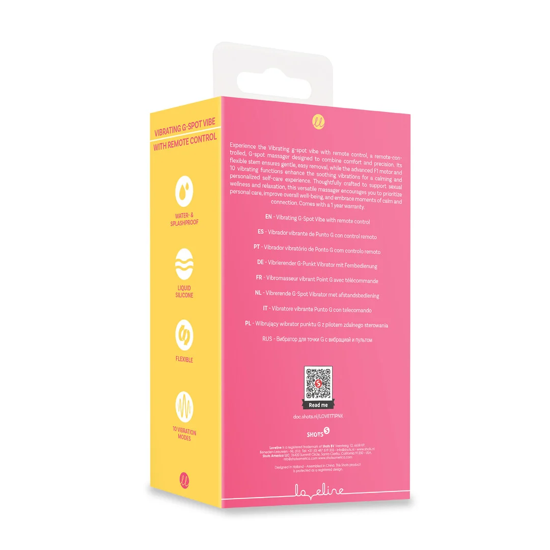 Vibrateur point G avec télécommande et 10 modes, Loveline rose, Loveline by Shots – Image 6