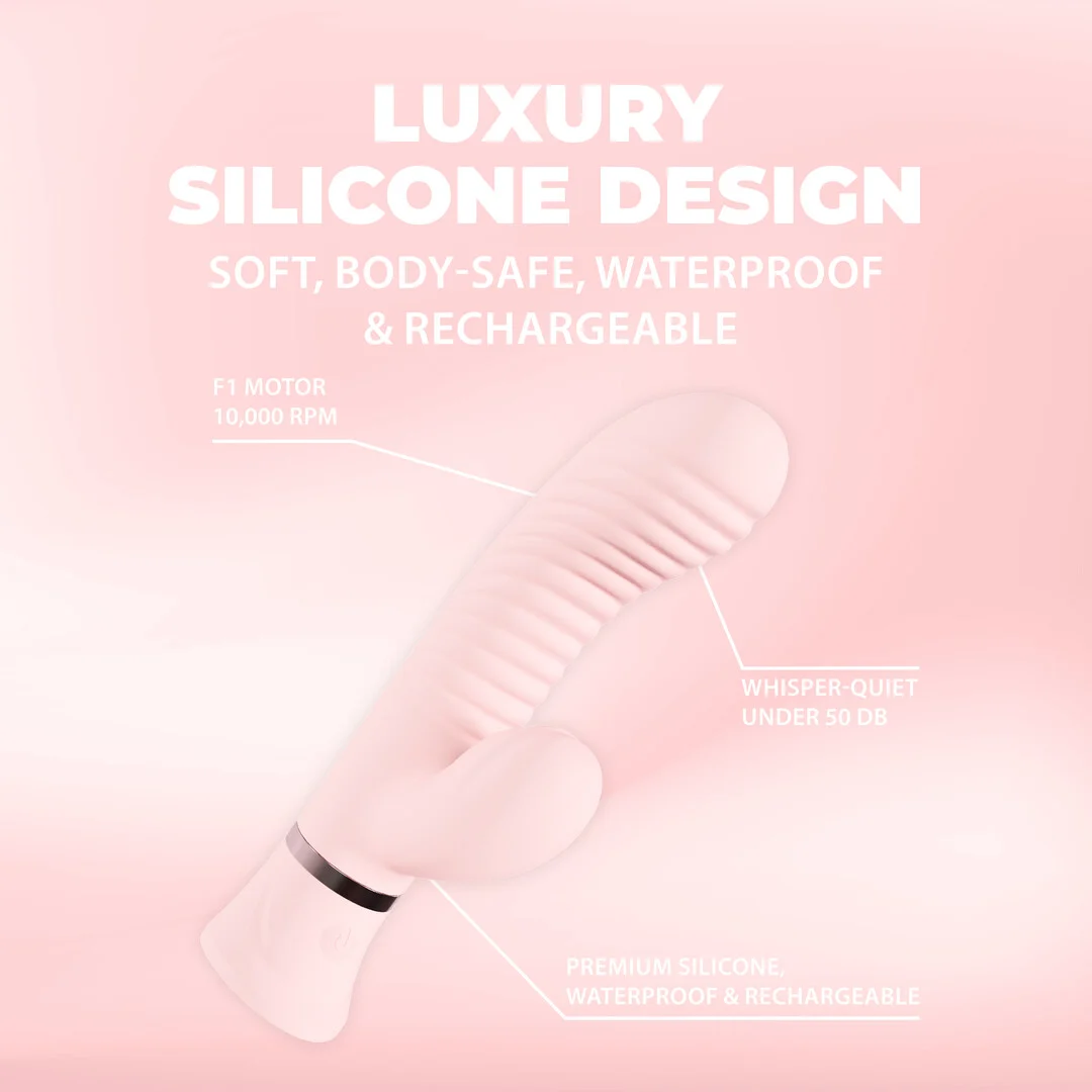 Vibromasseur rabbit à reliefs pour le point G, 10 modes, Loveline rose, Loveline by Shots – Image 5