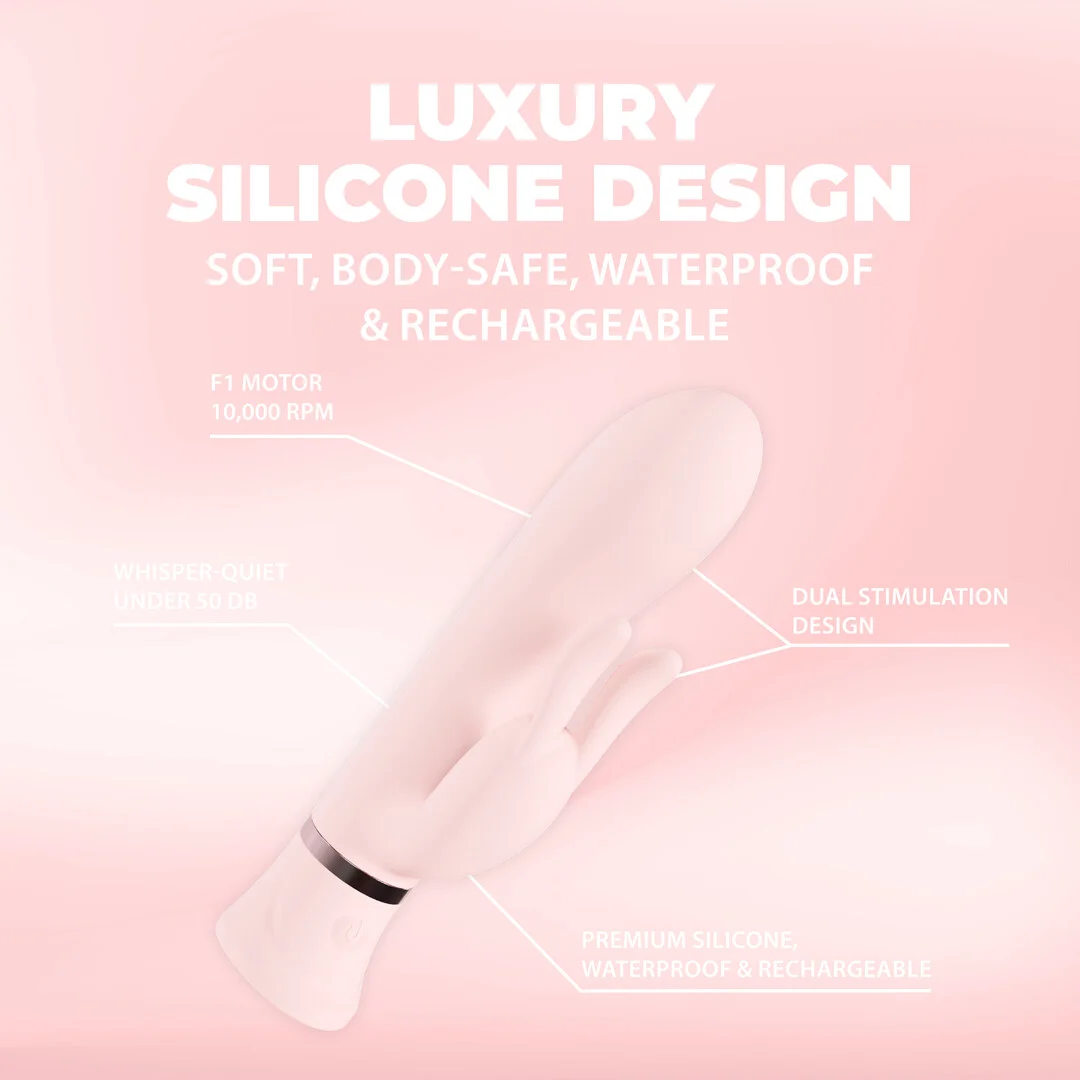 Vibromasseur rabbit à double moteur et 10 modes, Loveline Tendre rose, Loveline by Shots – Image 5